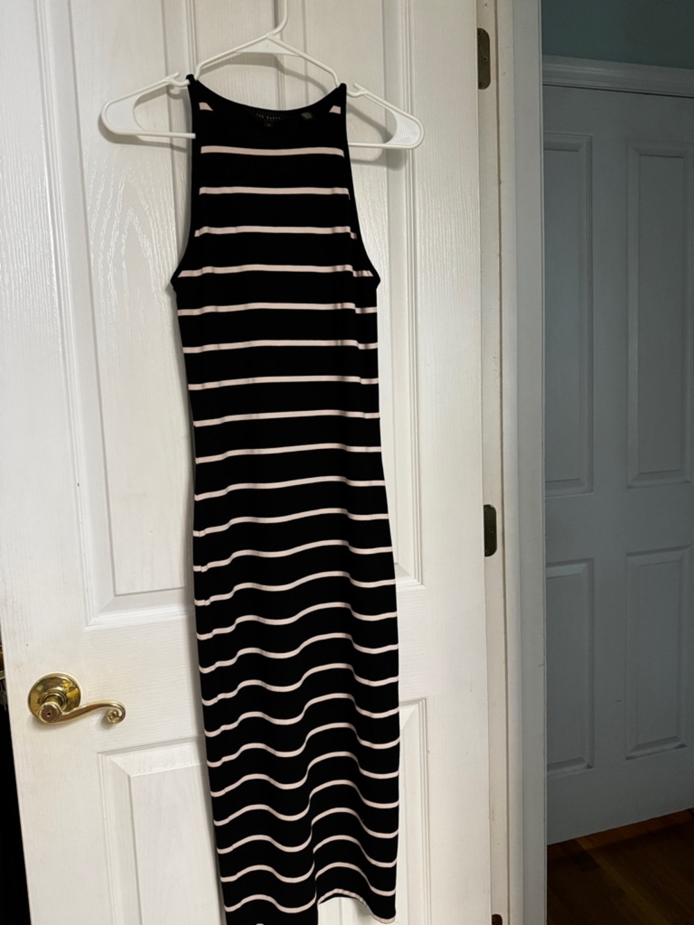 Ted Baker Black and White Striped Maxi Dress